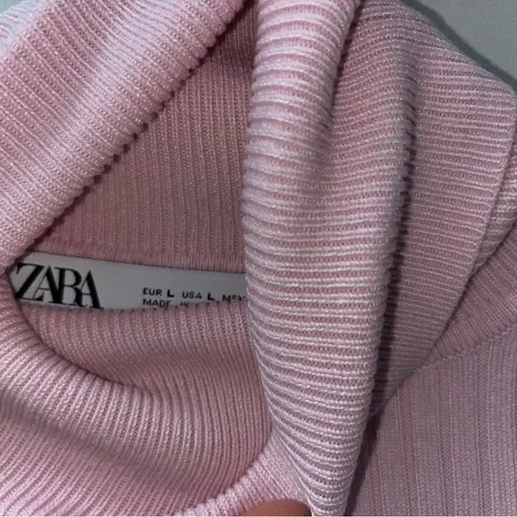 Zara Light Pink Ribbed Turtleneck Sweater - Picture 3 of 3